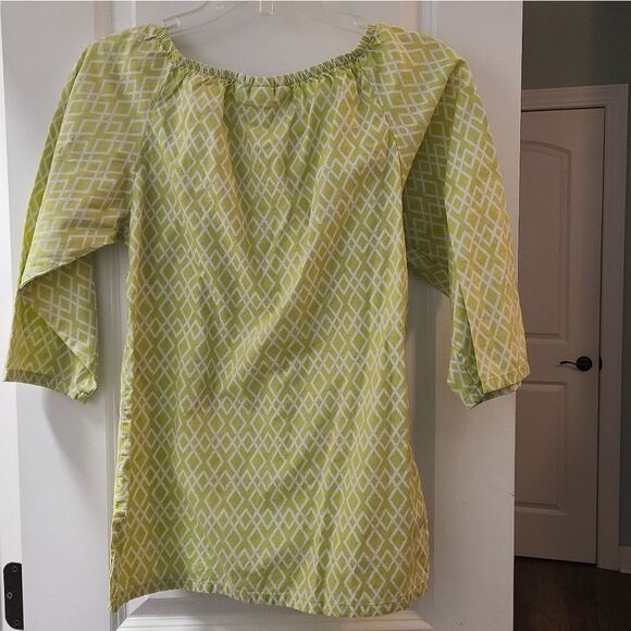 Haley & The Hound Green Spring Geometric Print Blouse - Picture 7 of 9